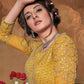 Myra Mustard Yellow Butterfly Net Embroidered Anarkali Suit | Swadesiicart
