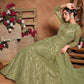 Myra Beautiful Pista Butterfly Net Embroidered Anarkali Suit | Swadesiicart