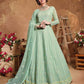 Myra Pastel Green Butterfly Net Embroidered Anarkali Suit | Swadesiicart