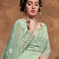 Myra Pastel Green Butterfly Net Embroidered Anarkali Suit | Swadesiicart