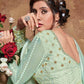 Myra Pastel Green Butterfly Net Embroidered Anarkali Suit | Swadesiicart