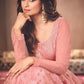 Myra Beautiful Dusty Pink Butterfly Net Embroidered Anarkali Suit | Swadesiicart