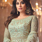 Myra Beautiful Pastel Green Butterfly Net Embroidered Anarkali Suit | Swadesiicart