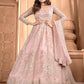 Myra Light Pink Butterfly Net Embroidered Anarkali Suit | Swadesiicart