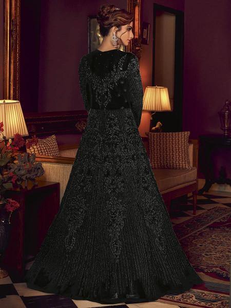 Myra Black Beautiful Premium Net Anarkali Suit | Swadesiicart