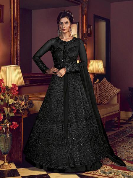 Myra Black Premium Net Anarkali Suit | Swadesiicart