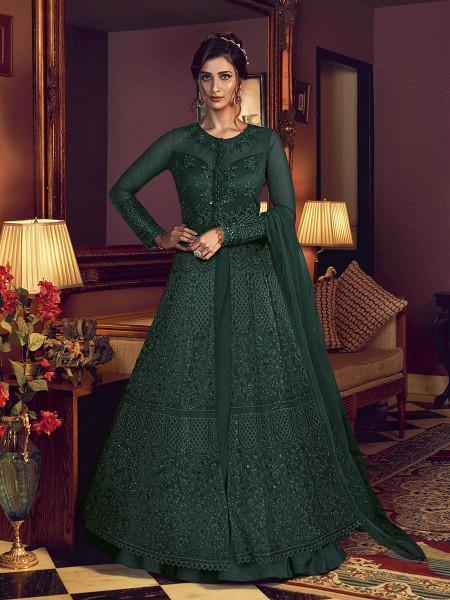 Myra Deep Green Premium Net Anarkali Suit | Swadesiicart