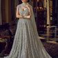 Myra Dusty Grey Embroidered Butterfly Net Anarkali Suit | Swadesiicart