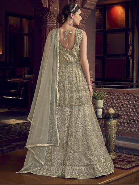 Myra Off White Embroidered Butterfly Net Anarkali Suit | Swadesiicart