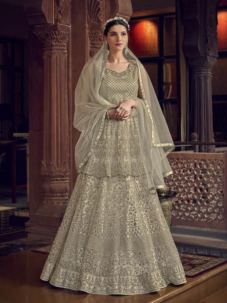 Myra Off White Embroidered Butterfly Net Anarkali Suit | Swadesiicart
