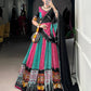 Lorenvalley Fashion Multicolor Pure Rayon Bandhej And Ajrakh With Paper Mirror And Gamthi Work Lace Lehenga Choli with Dupatta | Swadesiicart