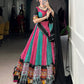 Lorenvalley Fashion Multicolor Pure Rayon Bandhej And Ajrakh With Paper Mirror And Gamthi Work Lace Lehenga Choli with Dupatta | Swadesiicart
