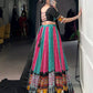 Lorenvalley Fashion Multicolor Pure Rayon Bandhej And Ajrakh With Paper Mirror And Gamthi Work Lace Lehenga Choli with Dupatta | Swadesiicart