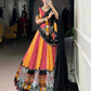Lorenvalley Fashion Multicolor Pure Rayon Bandhej And Ajrakh With Paper Mirror And Gamthi Work Lace Lehenga Choli with Dupatta | Swadesiicart