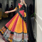 Lorenvalley Fashion Multicolor Pure Rayon Bandhej And Ajrakh With Paper Mirror And Gamthi Work Lace Lehenga Choli with Dupatta | Swadesiicart