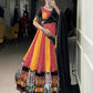 Lorenvalley Fashion Multicolor Pure Rayon Bandhej And Ajrakh With Paper Mirror And Gamthi Work Lace Lehenga Choli with Dupatta | Swadesiicart