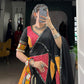 Lorenvalley Fashion Multicolor Pure Rayon Bandhej And Ajrakh With Paper Mirror And Gamthi Work Lace Lehenga Choli with Dupatta | Swadesiicart