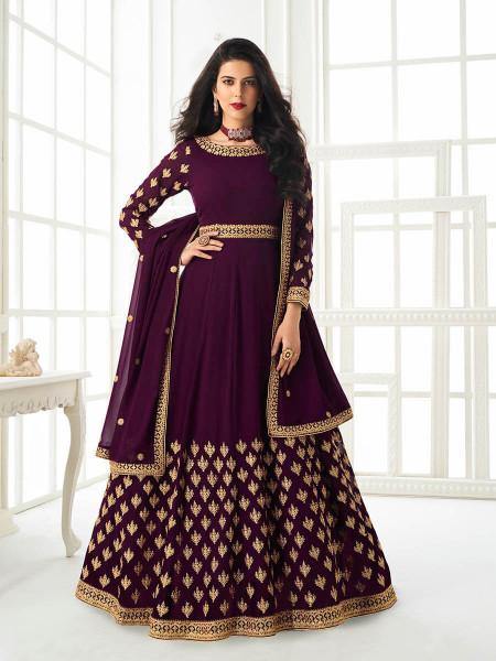 Myra Purple Georgette Embroidered Anarkali Suit | Swadesiicart