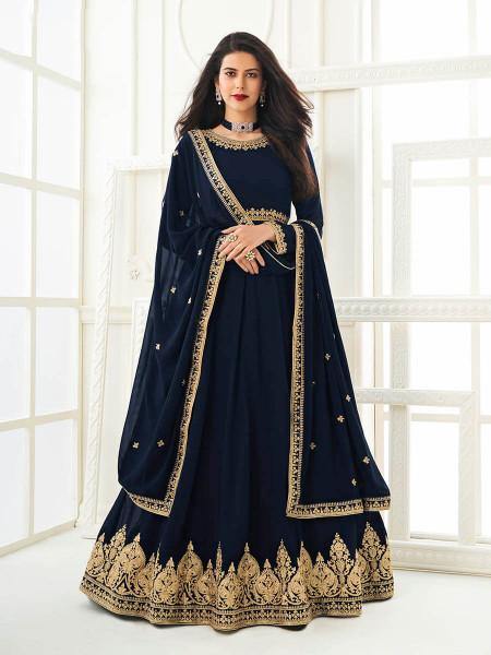 Myra Navy Blue Georgette Embroidered Anarkali Suit | Swadesiicart