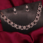 Tehzeeb Creations Black Colour Ad Studded Necklace Jewellery Set With Matching Earrings For Women And Girls - Swadesiicart