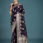 Monjolika Fashion Dark Purple Glamour and Tradition With This Zari Woven Banarasi Satin Silk Saree | Swadesiicart