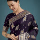 Monjolika Fashion Dark Purple Glamour and Tradition With This Zari Woven Banarasi Satin Silk Saree | Swadesiicart