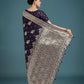 Monjolika Fashion Dark Purple Glamour and Tradition With This Zari Woven Banarasi Satin Silk Saree | Swadesiicart