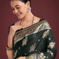 Monjolika Fashion Dark Green Glamour and Tradition With This Zari Woven Banarasi Satin Silk Saree | Swadesiicart