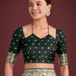 Monjolika Fashion Dark Green Glamour and Tradition With This Zari Woven Banarasi Satin Silk Saree | Swadesiicart