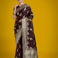 Monjolika Fashion Dark Maroon Glamour and Tradition With This Zari Woven Banarasi Satin Silk Saree | Swadesiicart