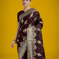 Monjolika Fashion Dark Maroon Glamour and Tradition With This Zari Woven Banarasi Satin Silk Saree | Swadesiicart
