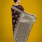 Monjolika Fashion Dark Maroon Glamour and Tradition With This Zari Woven Banarasi Satin Silk Saree | Swadesiicart