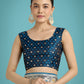 Monjolika Fashion Dark Teal Glamour and Tradition With This Zari Woven Banarasi Satin Silk Saree | Swadesiicart