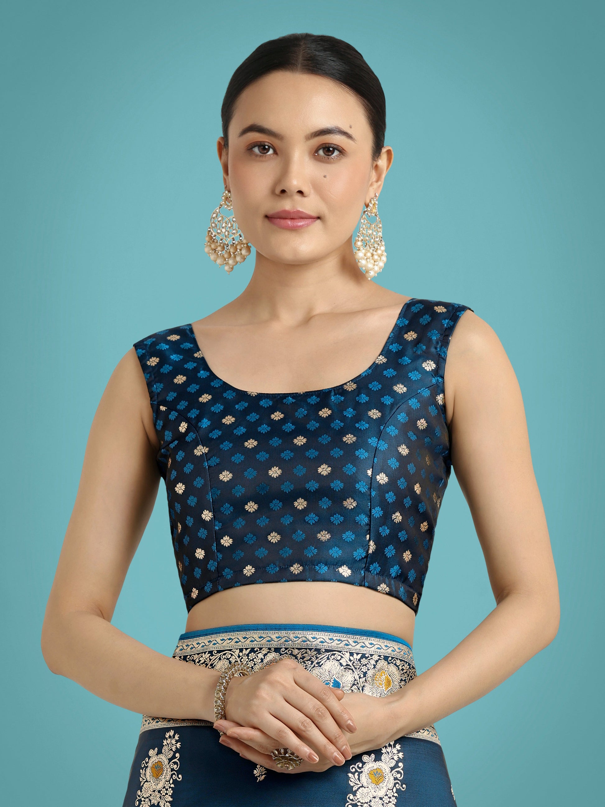 Monjolika Fashion Dark Teal Glamour and Tradition With This Zari Woven Banarasi Satin Silk Saree | Swadesiicart
