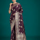 Monjolika Fashion Dark Wine Glamour and Tradition With This Zari Woven Banarasi Satin Silk Saree | Swadesiicart