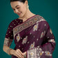 Monjolika Fashion Dark Wine Glamour and Tradition With This Zari Woven Banarasi Satin Silk Saree | Swadesiicart