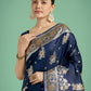 Monjolika Fashion Dark blue Glamour and Tradition With This Zari Woven Banarasi Satin Silk Saree | Swadesiicart