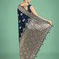 Monjolika Fashion Dark blue Glamour and Tradition With This Zari Woven Banarasi Satin Silk Saree | Swadesiicart