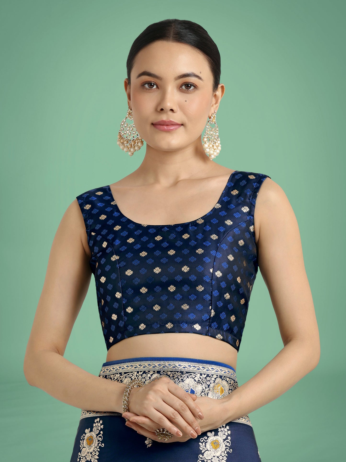 Monjolika Fashion Dark blue Glamour and Tradition With This Zari Woven Banarasi Satin Silk Saree | Swadesiicart