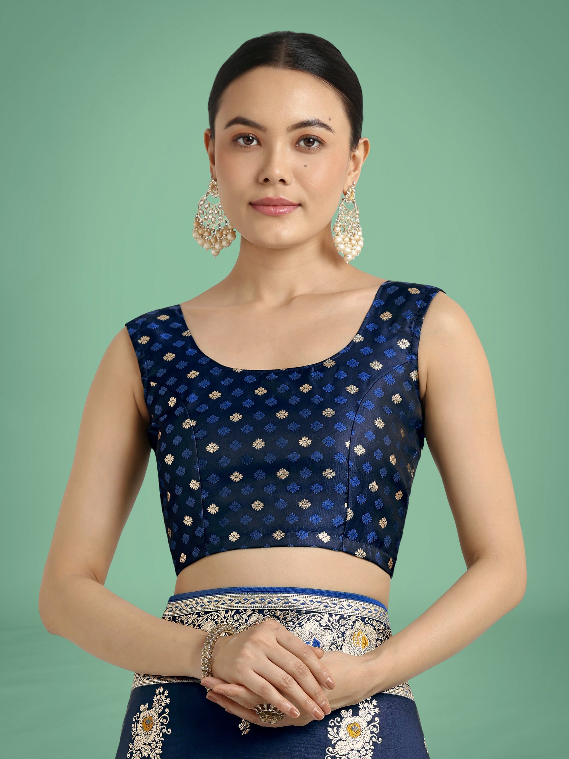 Monjolika Fashion Dark blue Glamour and Tradition With This Zari Woven Banarasi Satin Silk Saree | Swadesiicart