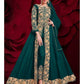 Myra Dark Green Georgette Embroidered Anarkali Pant Style Suit | Swadesiicart