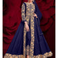 Myra Navy Blue Georgette Embroidered Anarkali Pant Style Suit | Swadesiicart
