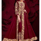 Myra Wine Georgette Embroidered Anarkali Pant Style Suit | Swadesiicart