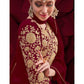 Myra Wine Georgette Embroidered Anarkali Pant Style Suit | Swadesiicart