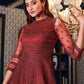 Myra Maroon Net Embroidery Gown | Swadesiicart