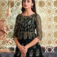 Myra Black Net Embroidery Gown | Swadesiicart