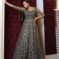 Myra Grey Net Embroidery Gown | Swadesiicart
