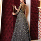 Myra Grey Net Embroidery Gown | Swadesiicart