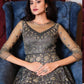 Myra Grey Net Embroidery Gown | Swadesiicart
