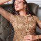 Myra Beige Net Embroidery Gown | Swadesiicart
